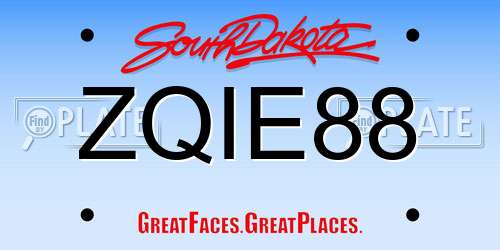 ZQIE88 South Dakota License Plate