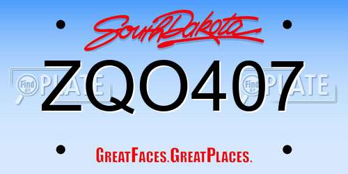 ZQO407 South Dakota License Plate