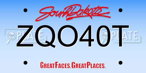 ZQO40T South Dakota License Plate