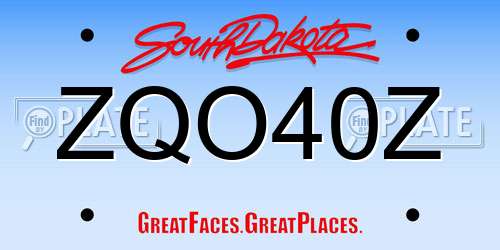 ZQO40Z South Dakota License Plate