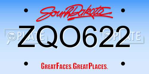 ZQO622 South Dakota License Plate