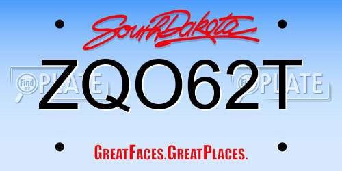ZQO62T South Dakota License Plate