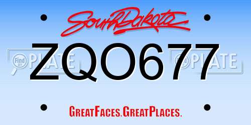 ZQO677 South Dakota License Plate