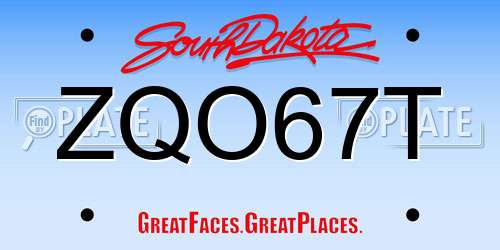 ZQO67T South Dakota License Plate