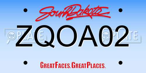 ZQOA02 South Dakota License Plate