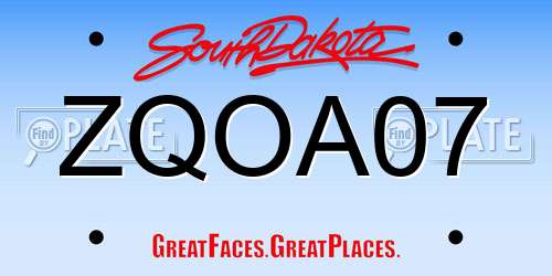 ZQOA07 South Dakota License Plate