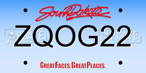 ZQOG22 South Dakota License Plate