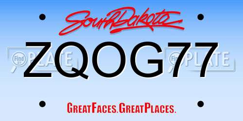 ZQOG77 South Dakota License Plate