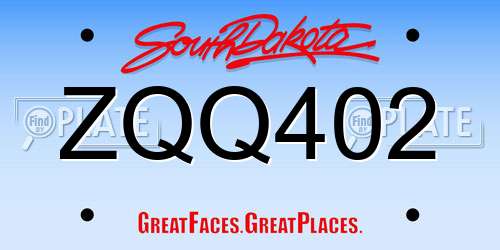 ZQQ402 South Dakota License Plate
