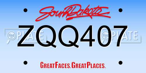 ZQQ407 South Dakota License Plate