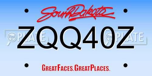 ZQQ40Z South Dakota License Plate