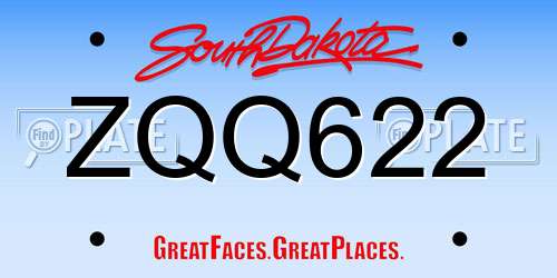 ZQQ622 South Dakota License Plate