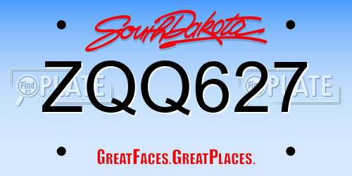 ZQQ627 South Dakota License Plate