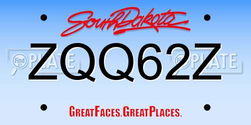 ZQQ62Z South Dakota License Plate
