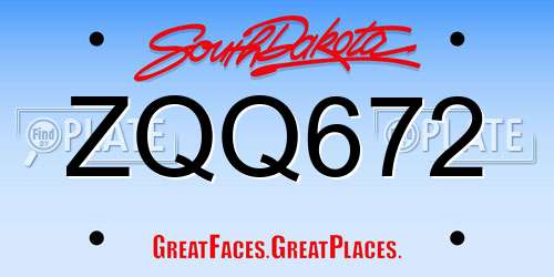 ZQQ672 South Dakota License Plate