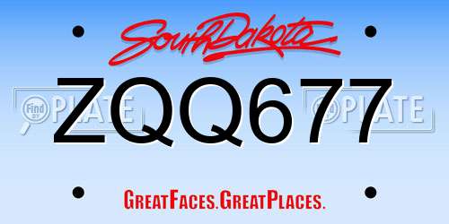 ZQQ677 South Dakota License Plate