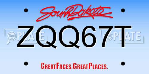 ZQQ67T South Dakota License Plate