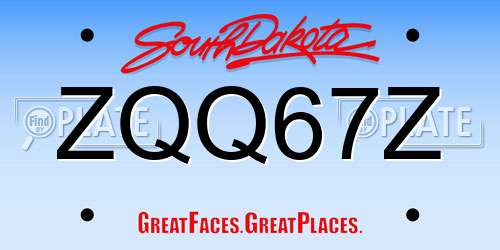 ZQQ67Z South Dakota License Plate