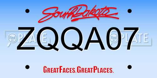 ZQQA07 South Dakota License Plate