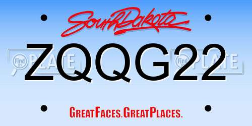 ZQQG22 South Dakota License Plate