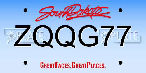 ZQQG77 South Dakota License Plate