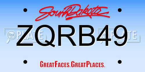 ZQRB49 South Dakota License Plate
