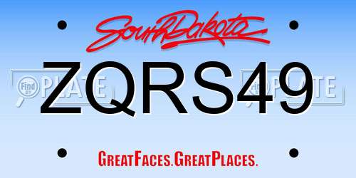 ZQRS49 South Dakota License Plate