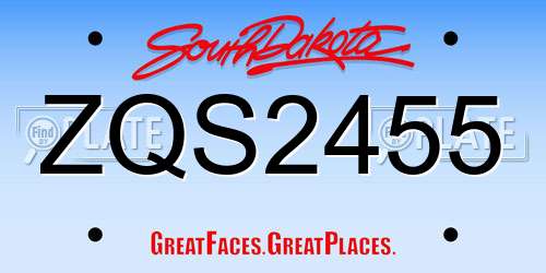 ZQS2455 South Dakota License Plate