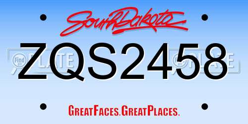 ZQS2458 South Dakota License Plate