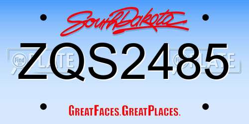 ZQS2485 South Dakota License Plate