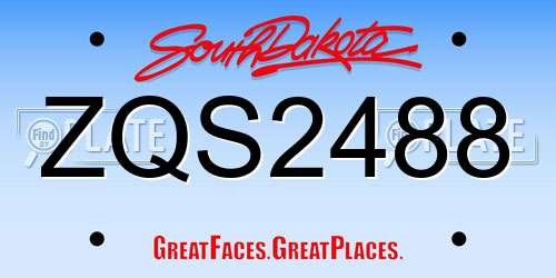 ZQS2488 South Dakota License Plate