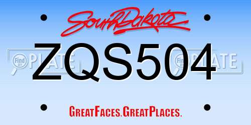 ZQS504 South Dakota License Plate