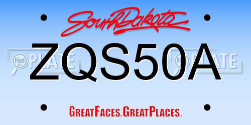 ZQS50A South Dakota License Plate