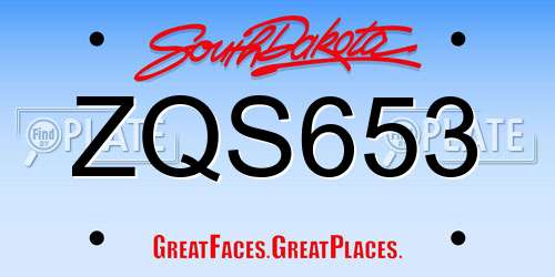 ZQS653 South Dakota License Plate