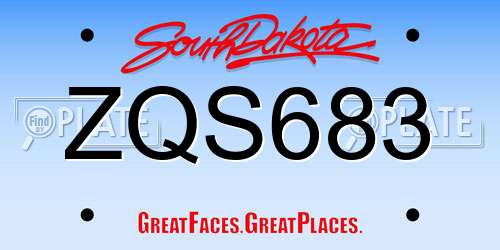 ZQS683 South Dakota License Plate