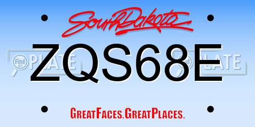 ZQS68E South Dakota License Plate
