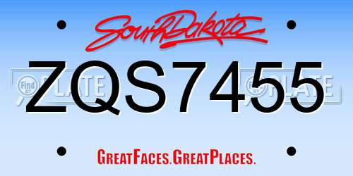 ZQS7455 South Dakota License Plate