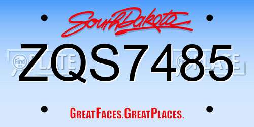 ZQS7485 South Dakota License Plate