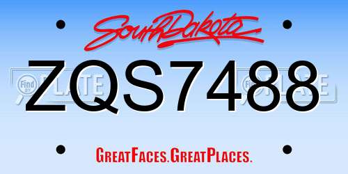 ZQS7488 South Dakota License Plate