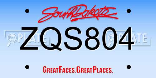 ZQS804 South Dakota License Plate