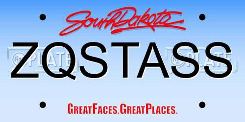 ZQSTASS South Dakota License Plate