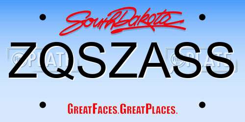ZQSZASS South Dakota License Plate