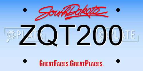 ZQT200 South Dakota License Plate