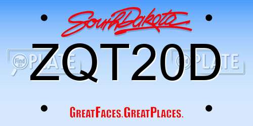 ZQT20D South Dakota License Plate