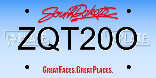 ZQT20O South Dakota License Plate