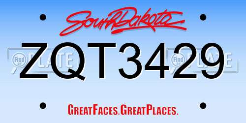 ZQT3429 South Dakota License Plate