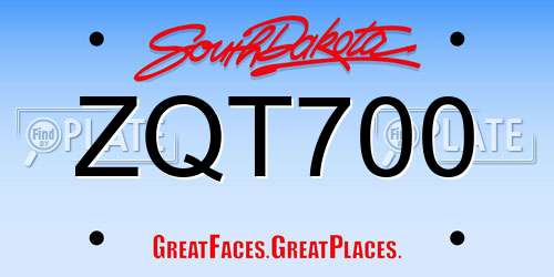 ZQT700 South Dakota License Plate