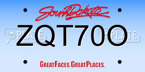 ZQT70O South Dakota License Plate