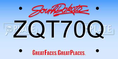 ZQT70Q South Dakota License Plate