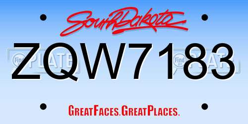 ZQW7183 South Dakota License Plate